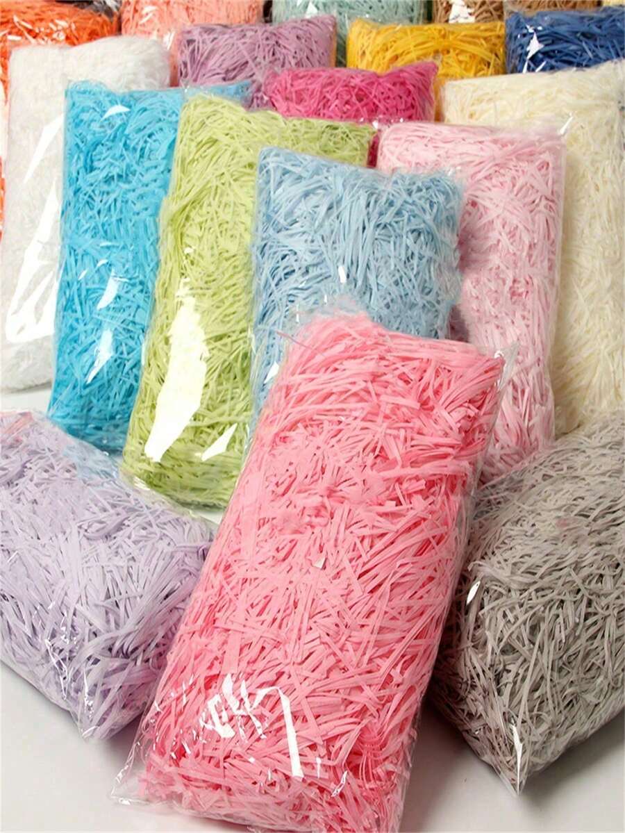 Colorful Raffia Shred Filler Set, Gift Box Packing Combination Kit For Wedding Birthday Present, Decorative Paper Grass Shred For Hamper & Gift Wrapping Accessories.