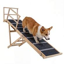 6-Level Foldable Dog Ramp W/Non-Slip Carpet Removable Side Rails Platform - A - View 3