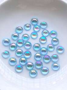 200pcs 8mm Transparent Semi Circle AB Acrylic Flat Bottom Rhinestone Nail Art Clip DIY Craft Decorative Accessories - Color - View 9