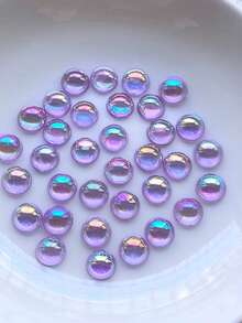 200pcs 8mm Transparent Semi Circle AB Acrylic Flat Bottom Rhinestone Nail Art Clip DIY Craft Decorative Accessories - Color - View 17