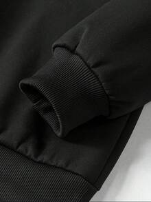Men's Autumn/Winter Fashion Casual Crew Neck Solid Color Thermal Lined Pullover Long Sleeve Sweatshirt - Black - View 6