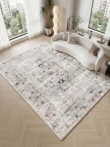 1 pieza Alfombra de sala de estar gris claro desgastada, adecuada para cocina, comedor, dormitorio, decoración de habitación festiva, interior/exterior, oficina, vestíbulo, felpudo antideslizante, alfombra de baño, pasillo, área de estudio y juegos - Gris Claro - Ver 6