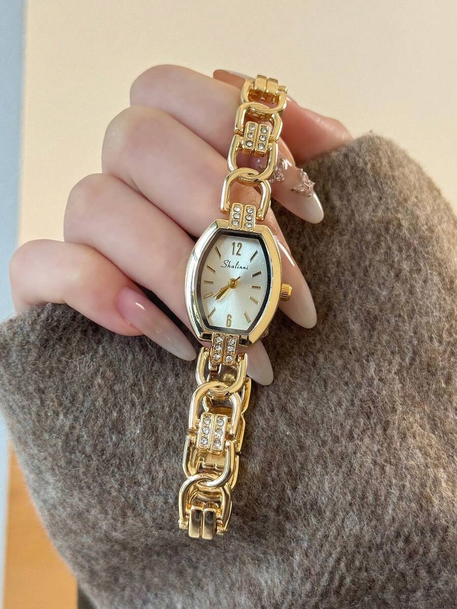 Jam Tangan Quartz Wanita Emas, Gaya Bisnis Klasik Retro yang Modis, Cocok untuk Pemakaian Sehari-hari, Hadiah, dan Pesta Kasual. - Emas - View 1