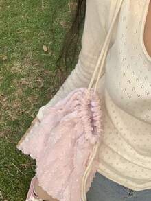 開學季雙面通勤外出日常購物袋 適合大學生高中生 Meiya 輕量抽繩學生背包 大容量休閒學生書包 女款 - 粉色 - 查看 5