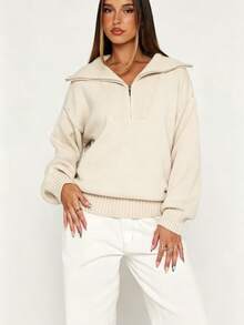 Women's Fashion Winter Knit Pullover Sweater, Autumn/Winter New Soft Gentle Style Loose Fit - Apricot - View 6