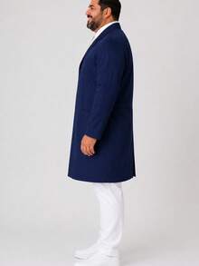 Men's Plus Size Gabardine Twin Professional Medical Coat, Sizes G1 To G5, Various Colors - 藏蓝色 - 查看 3