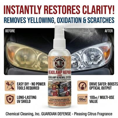 Headlight Restoration Fluid: Restore Crystal Clear Clarity, Remove Scratches And Oxidation, Add Long-Lasting UV Coating, Quick 3-Step DIY Method, Enhance Brightness And Light Output, 100ml / 3.4oz Economy Pack