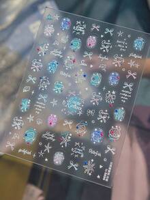 1件裝 5D 夏季奢華海洋貝殼美甲貼紙，漸層極光鮑魚之貝、海星、海馬美甲裝飾貼花 DIY 配件 - 彩色 - 查看 5