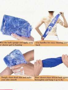 Random Color - Mesh Exfoliating Back Long Mesh Bath Scrub Towel With Double-Sided Design Suitable For Gentle And Rough Body Scrub Shower. High Quality Mesh Material For Convenient Tying. The Towel Is Smooth And Very Suitable For Daily Use - View 5