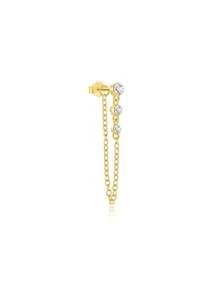 1pc Women's Tassel 925 Sterling Silver Stud Earrings, Classic Cartilage/Helix/Tragus Studs, Flat Back, Suitable For Daily Wear And Parties, Exquisite Jewelry - Gold - View 8