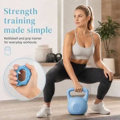 Shoze Portable Indoor Home Gym Kit 4kg Kettlebell Matched With 2 Grip Rings Strength Training Supplies For Butt Arm Leg Fit For Ladies And Non-Professional Male Users