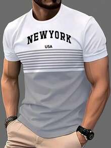 Manfinity Dauomo Men's Short Sleeve T-Shirt With Round Neck And Cartoon Print, For Summer. - 多色 9 - 查看 1