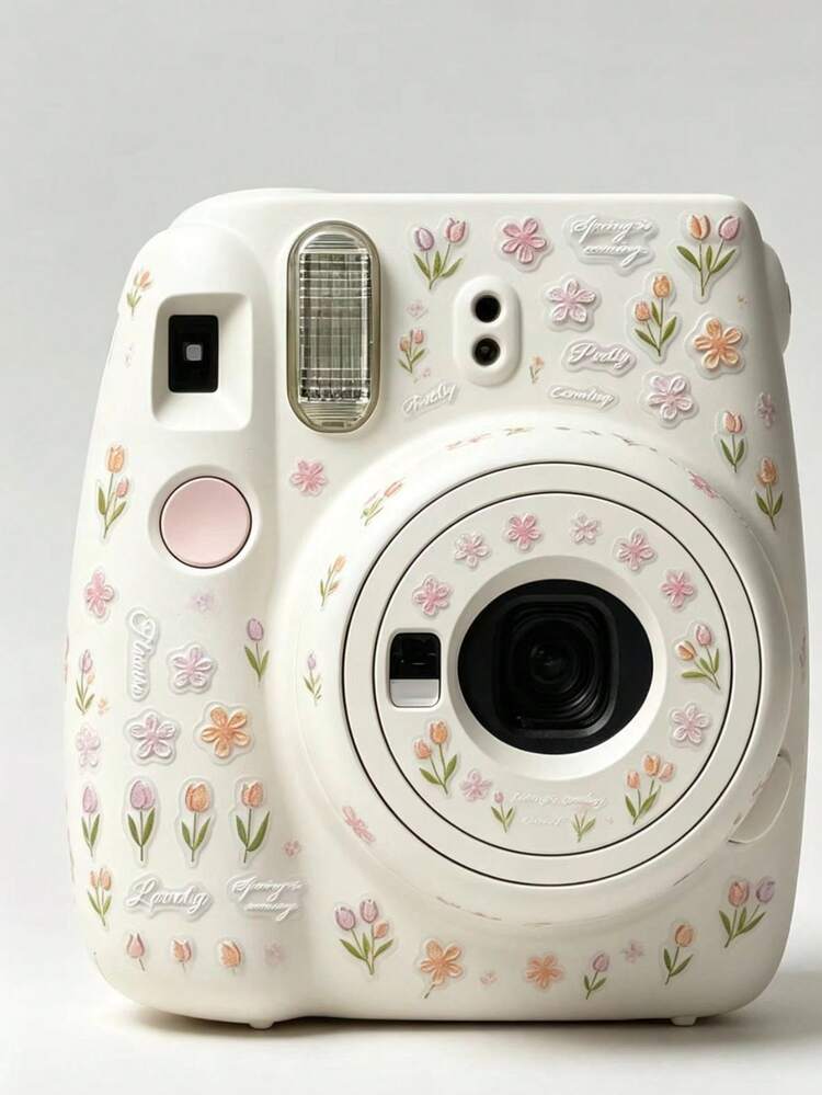 1pc Fresh Tulip Small Flower Sticker, Pink & White Tulip With English Short Phrase Sticker, Suitable For Decorating , Camera, Water Bottle, Phone, Tablet, Notebook, Gentle & Healing Style - Fresh Tulip Flowers - View 2