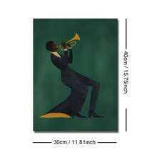 1 pezzo cartellone su tela con cornice/senza cornice verde scuro Jazz Moda Africana Stampa artistica minimalista Musica Africana per decorazione ingresso corridoio, adatto per appartamento, soggiorno, camera da letto decorazione casa moderna - B - Visualizzare 11