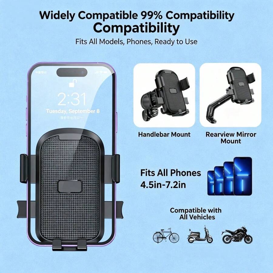 1pc New Shockproof Rearview Mirror Phone Mount, Beige Universal Navigation Holder For Electric Scooter, Moped, Motorcycle, Bicycle, Food Delivery Riders - Beige - View 1