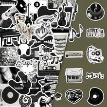 50 pcs Stiker Dekoratif DIY untuk Dinding & Buku Catatan Motif Elemen Not Instrumen Musik Hitam & Putih Gaya Ins Artistik Segar - 50 foto  bertema musik hitam putih - View 3