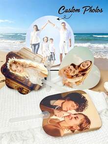 Customizable Personalized Plastic Hand Fan, Double-Sided Photo Custom Hand Fan, DIY Hand Fan, Customizable Plastic Craft Fan, Supports Any Pattern Customization, Romantic Wedding Fan Customization, Suitable For Weddings, Parties, Performances, Dancing And Home Decor - Multicolor - View 2