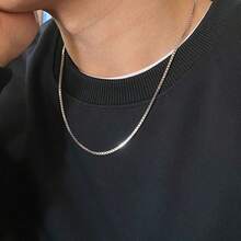Hypoallergenic S925 Sterling Silver Box Chain Necklace, Suitable For Men And Women, Silver Jewelry, Silver Necklace, Holiday Gift - Box Chain - View 9