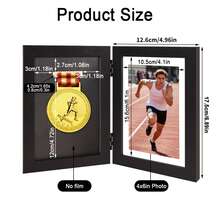 1pc 4x6 Inch/8x10 Inch Medal Display Box Folding Photo Frame, Suitable For Running, Football And Rugby, Ideal Gift For Sports Enthusiasts, Vibrant Display Box Folding Photo Frame, Sports Awards (Medal Not Included, Photo Paper Not Included) - 1PC - View 3