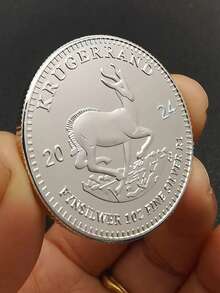 1個 2024年南非金克魯格蘭金幣 4cm 金幣複製品 Cosplay道具 - 銀色 - 查看 5