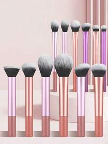 12-Piece Long Handle Makeup Brush Set - Professional Makeup Brushes, Complete Set Of Powder Brush, Eyeshadow Brush, Blush Brush - Multicolor - View 8