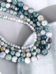 4 6 8 10mm Natural Tree Agate Stone Diy Beads Healing Stone For Lovers Jewelry Making Diy Bracelet Necklace Keychain Making Supplies Accessories - Multicolor - View 2