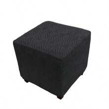 1PC Solid Color Jacquard Ottoman Stool Cover All Inclusive Footstool Slipcovers Wasable Sofa Armchair Footrest Seat Cover For Living Room Hotel - Multicolor - View 9