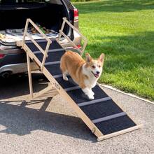 6-Level Foldable Dog Ramp W/Non-Slip Carpet Removable Side Rails Platform - A - View 5