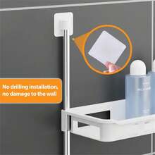 Over The Toilet Storage Shelf 2-Tier No-Drill Bathroom Organizer Space-Saving Wall Mounted Toilet Tank Caddy Rack For Toiletries & Accessories - White - View 3