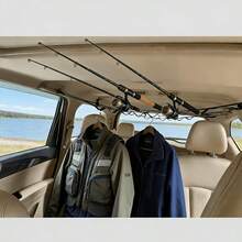 Car Fishing Storage Bracket And Car Clothesline Style, Upper Layer Fishing Rod Storage, Lower Layer Clothing Hanging, Car Hanging Clothes Rack, Rear Seat Storage Fixed Hook Clothes Rack, Essential Travel Product - Multicolor - View 9