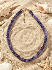 1pc European & American Bohemian Faux Stone Abacus Bead Beaded Necklace With Stainless Steel 18K Gold Plated Accessories, For Summer Beach Holiday - Handmade Beaded Faux Stone Stainless Steel Necklace - View 21