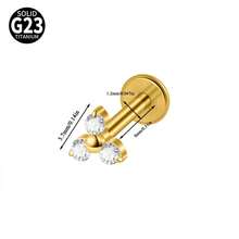 1PC Triangle Cz G23 Pure Titanium Lip Studs 16G Internal Thread Zirconia Ear Helix Tragus Cartilage Earrings Body Piercing Jewelry - As Shown - View 16