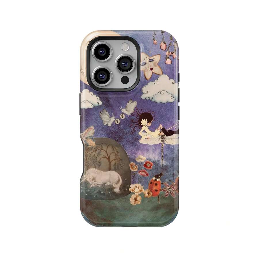 復古幻想世界手機殼,唯美童話星空月亮與星星設計,適用 17 16 15 14 Pro Max Plus 13 12 11 - 彩色 - 查看 1