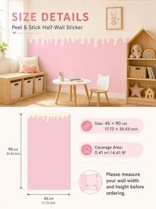SUPSTICKER 1pc Beige Paint Drip Edge Half Wall Sticker, Waterproof Removable PVC Self-Adhesive Wall Decor, Suitable For Bedroom And Game Room, 11.72*35.43/47.4inch - Multicolor - View 15