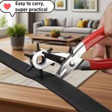 Heavy Duty Leather Punch Pliers With Powerful Grip Design, Unisex, Durable Material, Easy To Use, Quick To Learn, Professional Tool For Handmade Leather Goods, Leather Crafting Accessory, Ideal For Crafters, Suitable For Gift Or Personal Use - Red - View 5