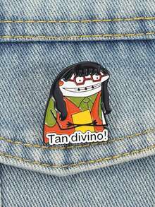 QIHOO 1個 'Tan Divino!' 趣味卡通琺瑯胸針，有趣角色徽章配件，給朋友的珠寶禮物，女用胸針安全別針包包手提包 - 彩色 - 查看 12