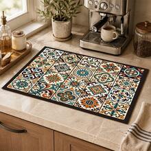 1pc Grid Pattern Diatomaceous Earth Drying Mat, Non-Slip Heat-Resistant Absorbent Pad, Suitable For Kitchen Countertop, Coffee Machine, Tableware, Home Cafe Bar Party Decoration Placemat Gift - Multicolor - View 10