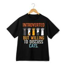 Camiseta Aprobada para Discusión de Gatos | Camiseta Gráfica de Humor Introvertido--Camiseta Casual Unisex - Negro - Ver 1