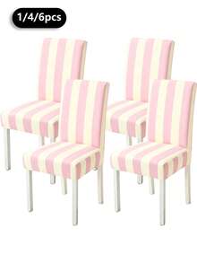 1/4/6pcs Geometric Plant Print Milk Silk Chair Covers, Modern Minimalist Digital Print Elastic Dining Chair Covers, All Season Suitable For Living Room, Home, Restaurant, Banquet, Party, Holiday Decoration - Multicolor - View 6