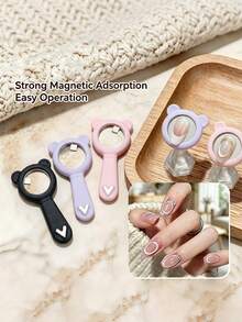Professional Cat Eye Nail Magnet , Bear Ear Strong Magnetic Tools, Round Nail Art Magnet For Cat Eye Gel Polish, Strong Magnetic 3D Cat Eye Nail Magnet Wand, Fast Shaping Starlight Effect Magnet Tool For Gel Nails Manicure Home Salon - Multicolor - View 3