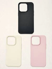 3pcs Solid Color Faux Leather Texture Waterproof Anti-Slip Anti-Fall Phone Cases, Matte Soft TPU Shockproof Protective Covers, Minimalist Aesthetic Dopamine Black / Pink / Cream White Phone Cases, Daily Use & Birthday / Valentine's Day / Mother's Day / Anniversary Gift Choice, Compatible With Iphone Case& Galaxy Case - Multicolor - View 27