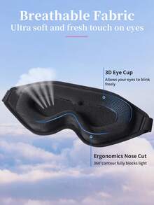 1pc 3D Sleep Mask, New Lightweight 100% Blackout Comfortable Sleep Mask - Unisex, Zero Eye Pressure 3D Deep Contour Eye Mask Effectively Relieves Eye Fatigue/Protects Eyelashes And Makeup, Adjustable Strap Size Fits Different Head Shapes Universal Sleep Mask, Suitable For Party Blindfold Games, Yoga, Meditation, Travel Rest, Office/School Nap, Bedroom Sleep, For Light Sleepers, Ideal Gift For Sleepers - Grey - View 1