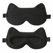 1件裝貓耳造型兒童3D睡眠眼罩，100%遮光，內建鼻翼設計，柔軟透氣布料，可調節式肩帶適合所有兒童臉型，男女通用，無臉部壓力，全遮光，適合兒童午睡、旅行、露營、光敏感者 - 黑色 - 查看 14