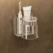 1pc No-Drill Toothbrush Holder Bathroom Wall-Mounted Shower Gel Wash Liquid Cosmetic Rack Toothpaste Toothbrush Cup Holder Bathroom Accessories Bathroom Hanging Decor - Multicolor - View 15