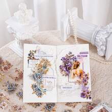 Beautiful Day PET Tape Baroque Floral Series Vintage Floral Die-Cut Scrapbook Material Stickers Loop Stickers PET Material Waterproof Durable Suitable For Decorating Scrapbooks Cups Phone Cases Laptops All Very Good Choices - B - View 5