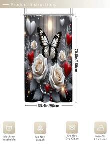 1/3/4pcs Aesthetic Butterfly Rose Decor Shower Curtain Bathroom Set, Luxury Elegant Waterproof Durable Bathroom Decor & Accessories, Includes 12 Hooks - Toilet Lid Cover, Bath Mat And Rug, Polyester Fabric - Washable - Suitable For Holiday Decor, Home/Bedroom/Residence/Western/Summer Decor - Gold Gray - View 18
