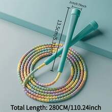 1pc Adjustable Knotted Jump Rope With Non-Slip Thumb Grip And Color-Coded Beads, Lightweight And Portable, Suitable For Gym, Travel, Beginners, Fitness Workout And Professional Training, Multi-Color Design For Different Skill Levels - Multicolor - View 4
