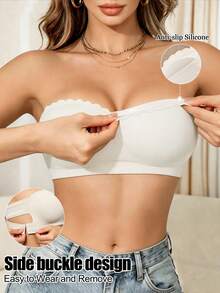 Women'S Strapless Push Up Bandeau Tube Top Underwear Sexy Cross Design Removable Pads Bride Lingerie Set It Suitable For Wedding Dates Party - White - View 4