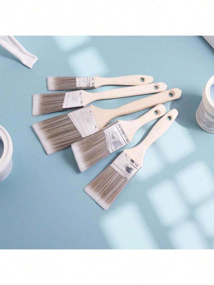 Pro Grade, Paint Brushes, 5-Piece Paint Brush Set: Flat & Angle Brushes For Latex And Oil Paints, Stains, Interior & Exterior Home Improvement - 1 - 查看 1