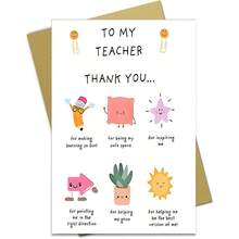 1pc Teacher's Day Thank You Card (Includes Envelope) - Cute Classroom Theme Design - Sincere Gratitude Message - Suitable For Teachers, Educators, Coaches - Classroom Or Home Gift - Teacher Appreciation Week - A - View 6